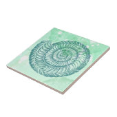 Strand Spiraal Schelp Blauw Aquarel Tegeltje (Zijkant)
