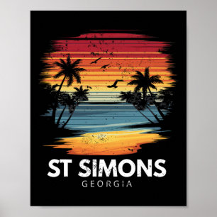 Strand St Simons Georgia Surfplank Surfen Vintage Poster