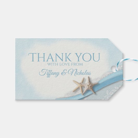 strand Starfish Bedankt Cadeaulabel (Voorkant (Horizontaal))