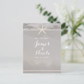 Strand Starfish Chic Grey Verloving Save the Date Briefkaart (Staand voorkant)