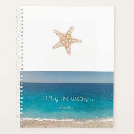 Strand Starfish Living The Dream Custom Name Planner (Voorkant)
