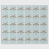 Strand Starfish Mint Stripes Verjaardag Cadeaupapier (Vlak)