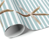 Strand Starfish Mint Stripes Verjaardag Cadeaupapier (Rol Hoek)