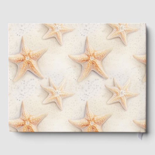 Strand Starfish Ocean Cream Peach Wedding Gastenboek (Achterkant)