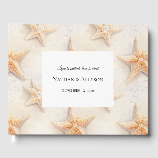 Strand Starfish Ocean Cream Peach Wedding Gastenboek (Voorkant)