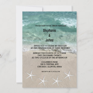 Strand Starfish Ocean Waves Destination Wedding Kaart