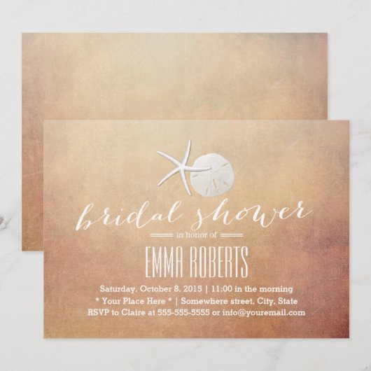 strand Starfish & Sand Dollar Vrijgezellenfeest Kaart (Voorkant / Achterkant)