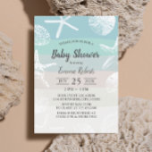 strand Starfish & Seashells Elegant Baby shower Kaart
