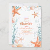 strand Starfish & Seashells Elegant Baby shower Kaart (Voorkant)