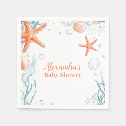 strand Starfish & Seashells Elegant Baby shower Servet (Voorkant)