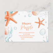 Strand Starfish & Seashells Elegant Diapper Raffle Informatiekaartje (Voorkant)