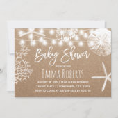 strand Starfish Seashells Rustic Kraft Baby shower Kaart (Voorkant)