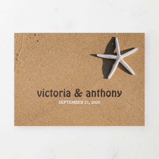 Strand Starfish Wedding Suite Drieluik Uitnodiging (Cover)