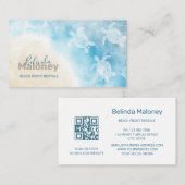 Strand Stijl Witte Schildpadden Scan QR Code Visitekaartje (Voorkant / Achterkant)