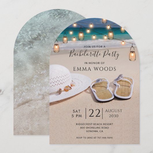 Strand String Lights Bachelorette Party Kaart (Voorkant / Achterkant)