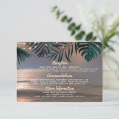 Strand String Lights Bruiloft Informatie Gast Kaar Informatiekaartje (Staand voorkant)