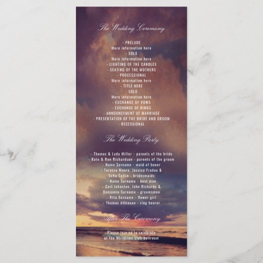 Strand String Lights Palms Trouwprogramma's Programmakaart (Achterkant)