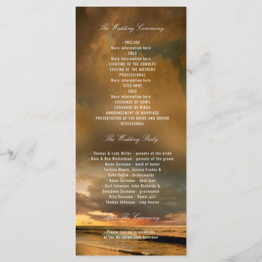 Strand String Lights Palms Trouwprogramma's Programmakaart (Achterkant)