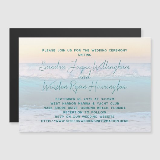 Strand Sunrise Magnetische bruiloft uitnodiging Ka (Voorkant / Achterkant)