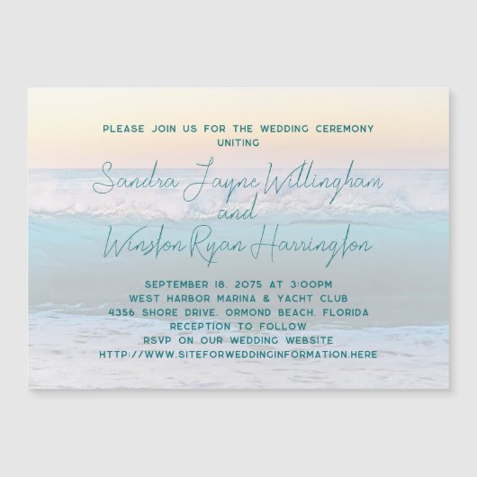 Strand Sunrise Magnetische bruiloft uitnodiging Ka (Voorkant)