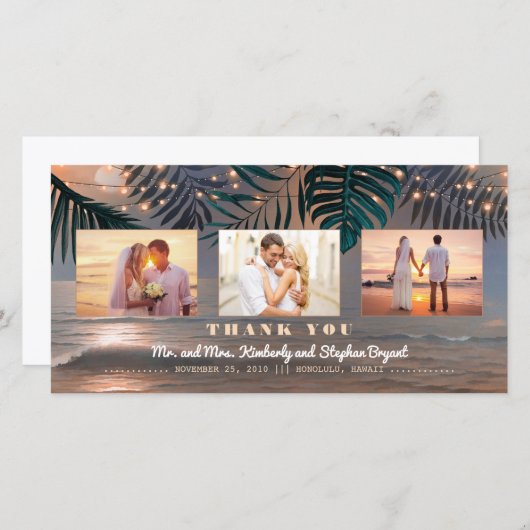 Strand Sunset Bestemming Bruiloft Dank u Bedankkaart (Voorkant / Achterkant)