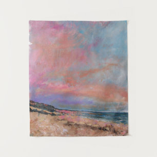 Strand Sunset Bliss Roze Shoreline Schilderij Wandkleed