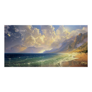 Strand Sunset Moody Landschap Schilderij Decoupage Perfect Poster