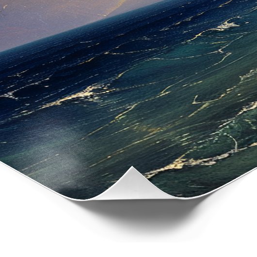 Strand Sunset Moody Landschap Schilderij Decoupage Perfect Poster (Hoek)