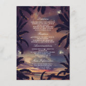 Strand Sunset Palm bladeren bruiloft details Informatiekaartje (Voorkant)