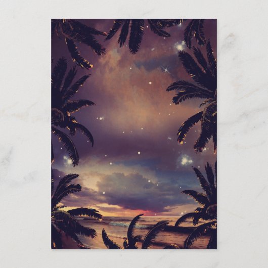 Strand Sunset Palm bladeren bruiloft details Informatiekaartje (Achterkant)