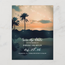 Strand Sunset Palms Bewaar de datum Aankondigingskaart