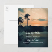 Strand Sunset Palms Bewaar de datum Aankondigingskaart (Voorkant / Achterkant)