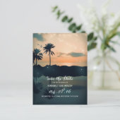 Strand Sunset Palms Bewaar de datum Aankondigingskaart (Staand voorkant)