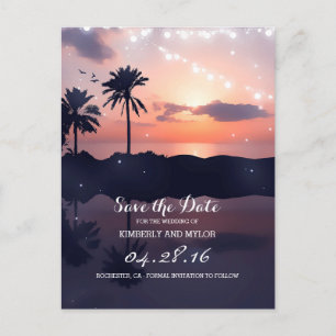 Strand Sunset Palms Bewaar de datum Aankondigingskaart
