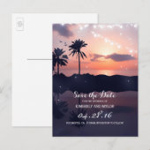 Strand Sunset Palms Bewaar de datum Aankondigingskaart (Voorkant / Achterkant)