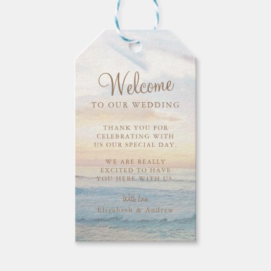 Strand Sunset Seaside / Oceanside bruiloft Cadeaulabel (Voorkant)