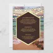 Strand Sunset String Lights Alles in één bruiloft Kaart (Achterkant)