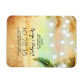 Strand Sunset String Lights Palmen Save the Date Magneet (Horizontaal)