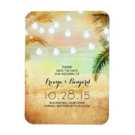 Strand Sunset String Lights Palmen Save the Date Magneet
