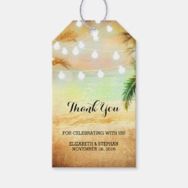 Strand Sunset String Lights Palms Bruiloft Dank u Cadeaulabel