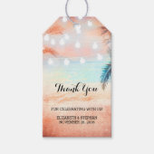 Strand Sunset String Lights Palms Bruiloft Dank u Cadeaulabel (Voorkant)