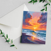 Strand Sunset Waterverf Ocean Painting Briefkaart