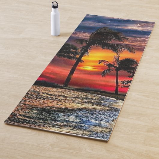 Strand Sunset Yoga Mat met Palmbomen (In situ)