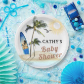 Strand Surf Baby shower 9"Rond Document Bord (Feest)