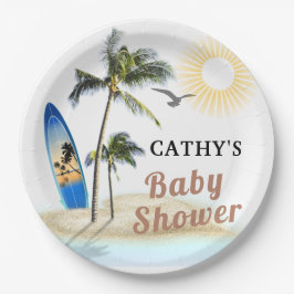 Strand Surf Baby shower 9"Rond Document Bord