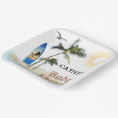 Strand Surf Baby shower 9" Vierkant papier Bord (Gebogen)