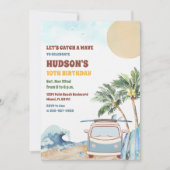 Strand Surf Verjaardagsfeest Uitnodiging (Voorkant)