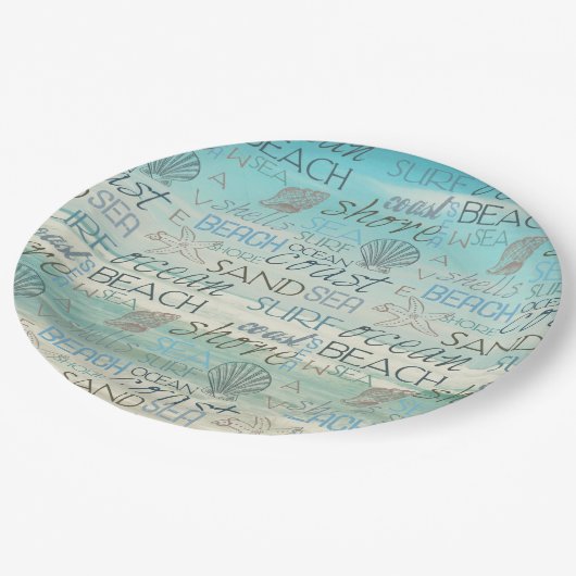 Strand Surf Zand Zee Papieren Bordje (Gekanteld)