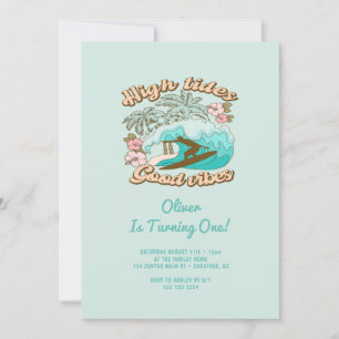 Strand Surfboard Goede Vibes Jongen 1e Verjaardag Kaart