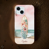Strand Surfboard Tropische Bloemen Eiland Monogram Case-Mate iPhone Case